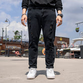 Jean décontracté déchiré noir et blanc pour homme grande taille